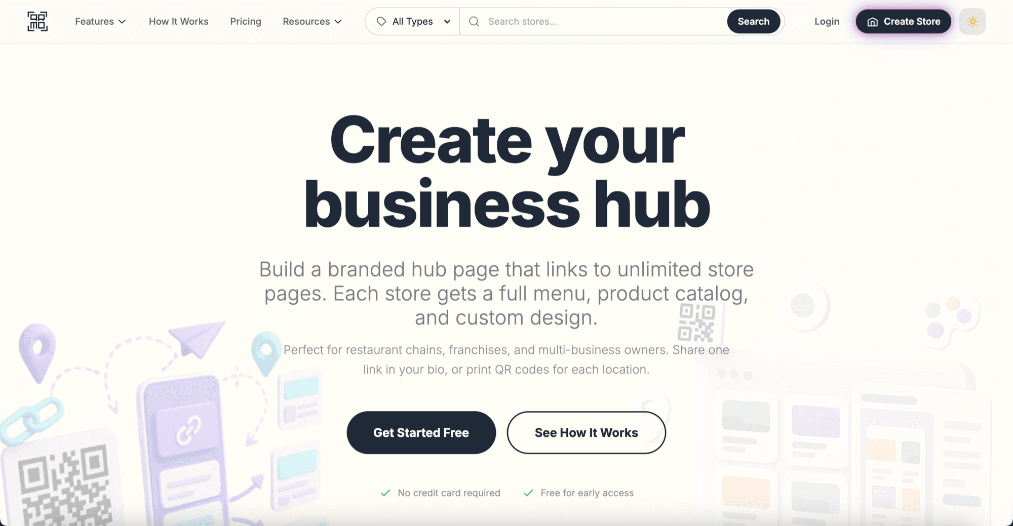 The QRmo landing page: build a branded hub that links to unlimited store pages